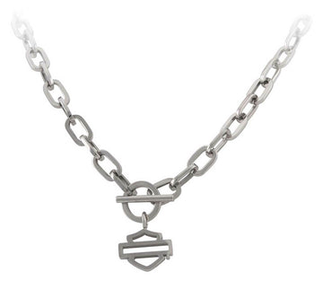 Harley-Davidson® Women's Large Chain Link Toggle Bar & Shield Necklace HSN0080