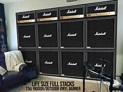 LIFE SIZE! Marshall Full Stacks Guitar Wall Vinyl Backdrop/Banner/Wall Art/Bands - 13oz