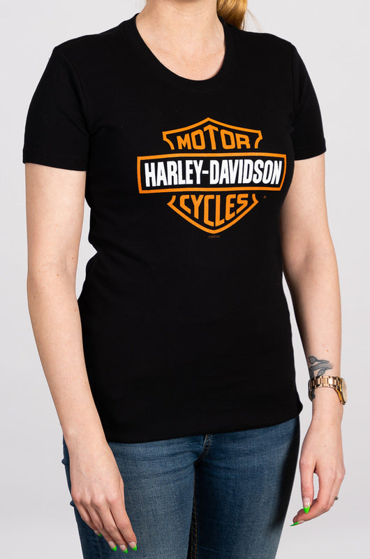 Harley-Davidson® Women's Bar & Shield Flaming Heart  Short Sleeve Tee, Black