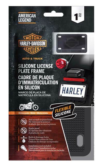 Harley-Davidson® Silicone Motorcycle License Plate Frame, Bar & Shield - Black