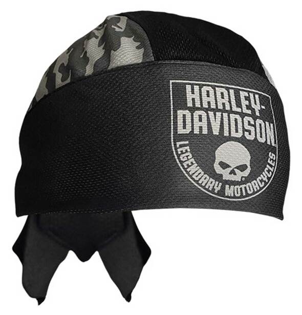 Harley-Davidson® Men's Camo Willie G Skull Polyester One Size Headwrap - Black