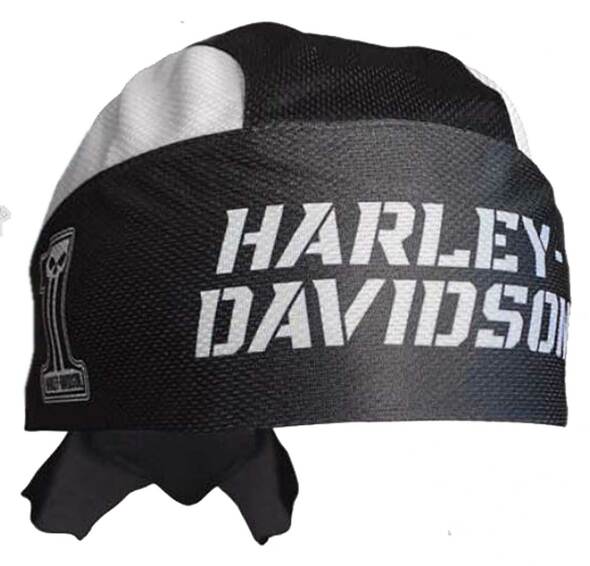 Harley-Davidson® Men's Gritty #1 Skull Logo Polyester Headwrap - Black/White