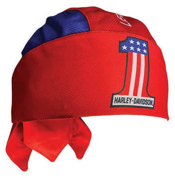 Harley-Davidson® Men's Ride One #1 Logo Polyester One Size Headwrap - Red & Blue