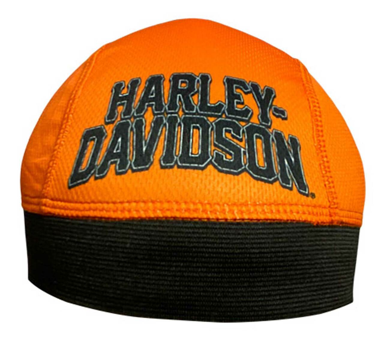 Harley-Davidson® Men's Click H-D Text Polyester Skull Cap - Orange & Black