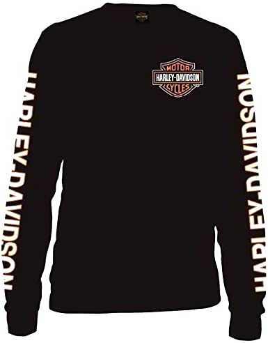 Harley-Davidson® Men's Bar & Shield Gold Panner Long Sleeve Tee, Black or White