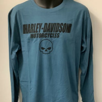 Harley-Davidson® Men's Blur Eagle Long Sleeve Tee, Indigo Blue