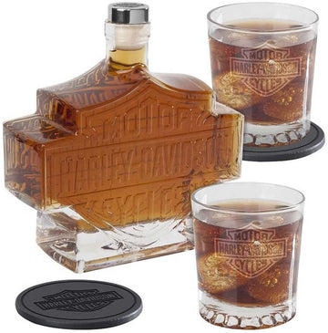 Harley-Davidson® Bar & Shield Logo Decanter Set, Hand Blown Set, HDL-18746