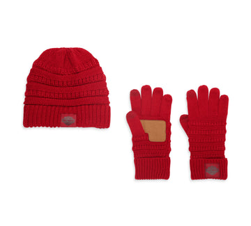 Harley-Davidson® Women's Open Road Knit Hat & Glove Set, 97711-23VW - Chili Pepper