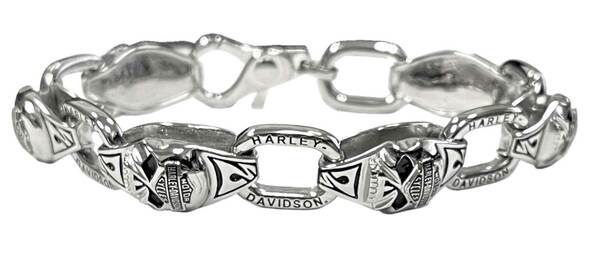 Harley-Davidson® Men's Steel Skull Link Bracelet, HSB0003