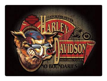 Harley-Davidson® No Boundaries Hog Embossed Tin Sign, 17.125 x 12.5625 in 2010491