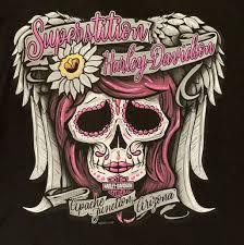 Harley-Davidson® Women's Genuine Label Sugar Skull Short Sleeve Tee, Black