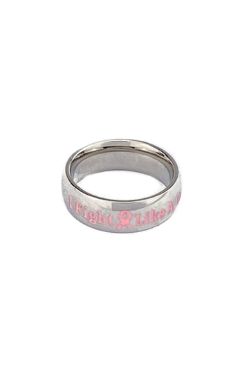 Hair Glove ® Stainless Steel Fight Like a Girl Pink Ribbon Ring 00186