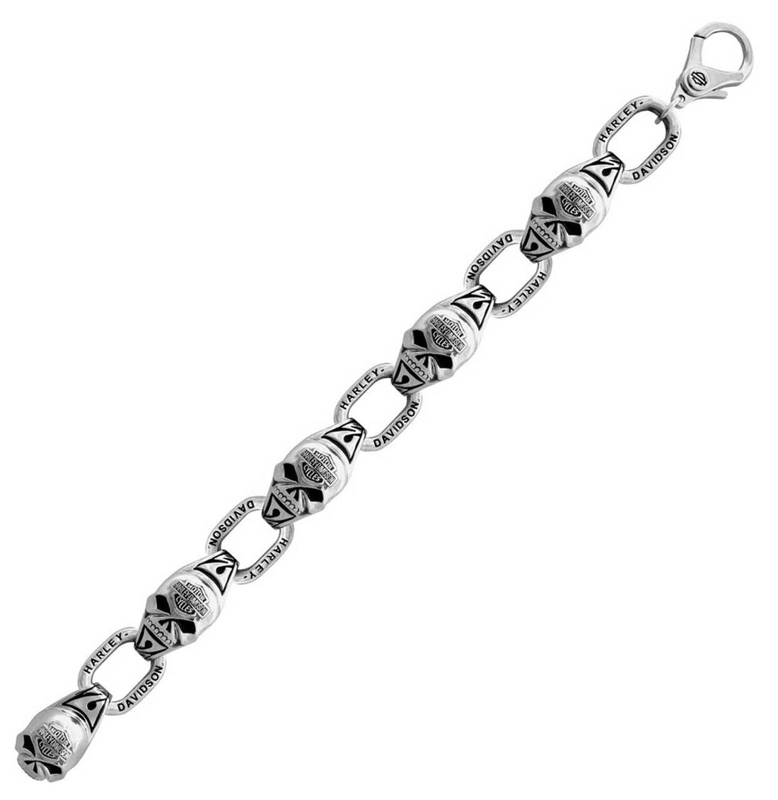 Harley-Davidson® Men's Steel Skull Link Bracelet, HSB0003