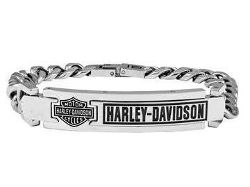 Harley-Davidson® Men's H-D Small Curb Link Bracelet, Stainless Steel HSB0144