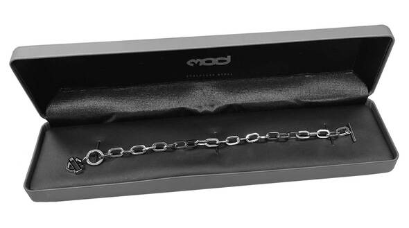 Harley-Davidson® Women's Large Chain Toggle Bar & Shield Bracelet – Steel HSB0243