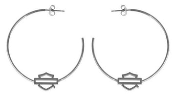 Harley-Davidson® Women's Large Bar & Shield Logo Hoop Earrings, Silver or Gold - Superstition Harley-Davidson