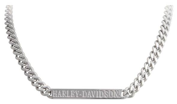 Harley-Davidson® Women's H-D Script Bar Curb Link Necklace - Stainless Steel