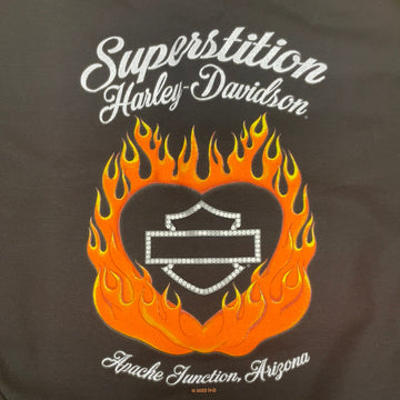 Harley-Davidson® Elongated Bar & Shield Flaming Heart Long Sleeve Shirt, Black