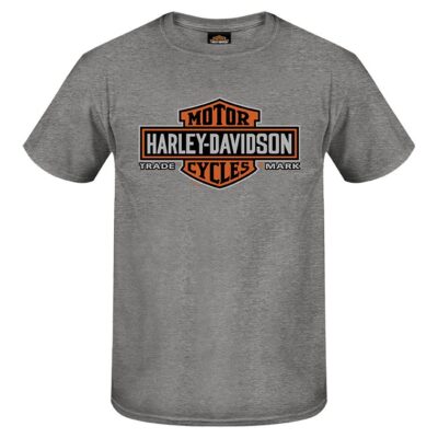 Harley-Davidson® Long Bar & Shield Logo Wild Horse Short Sleeve T-Shirt, Gray