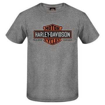 Harley-Davidson® Long Bar & Shield Logo Wild Horse Short Sleeve T-Shirt, Gray